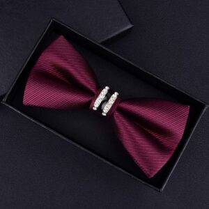 Boxed burgundy satin bow tie