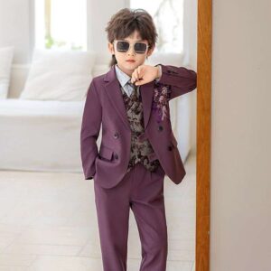 Boys plum suit & vest