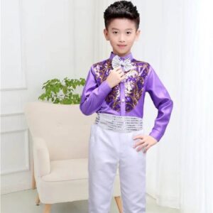 Boys purple satin shirt & vest set