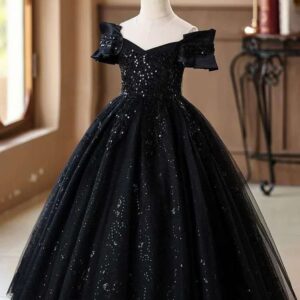 Black sequin ball gown