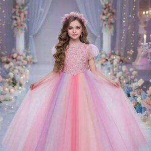 Rainbow gradient ball gown