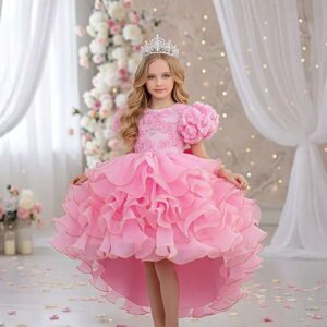 Vibrant pink layered ball gown