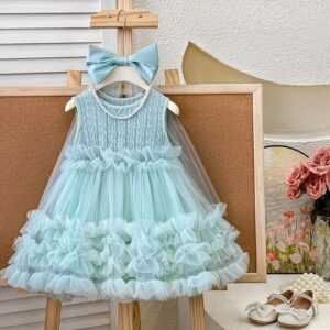 Light blue tulle dress with bow