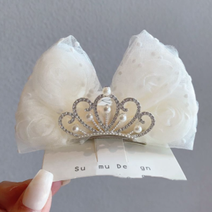 White lace tiara hair bow
