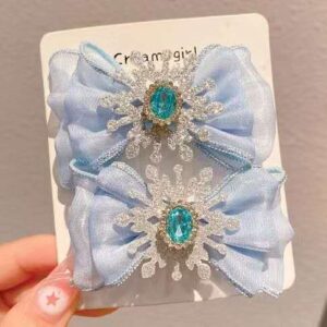 Light blue mesh hair bows
