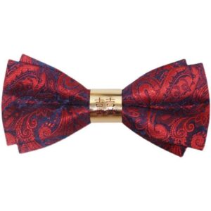 Patterned red jacquard bow tie