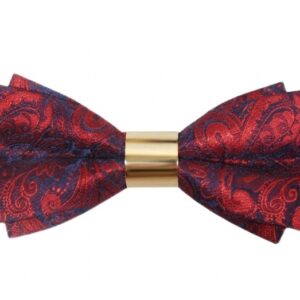Patterned red jacquard bow tie